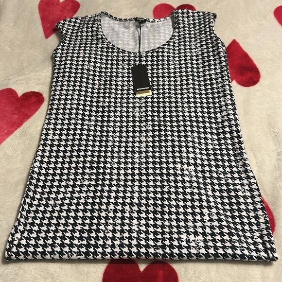 Monrow Black White Houndstooth Jersey Midi Dress NWT - Picture 10 of 10